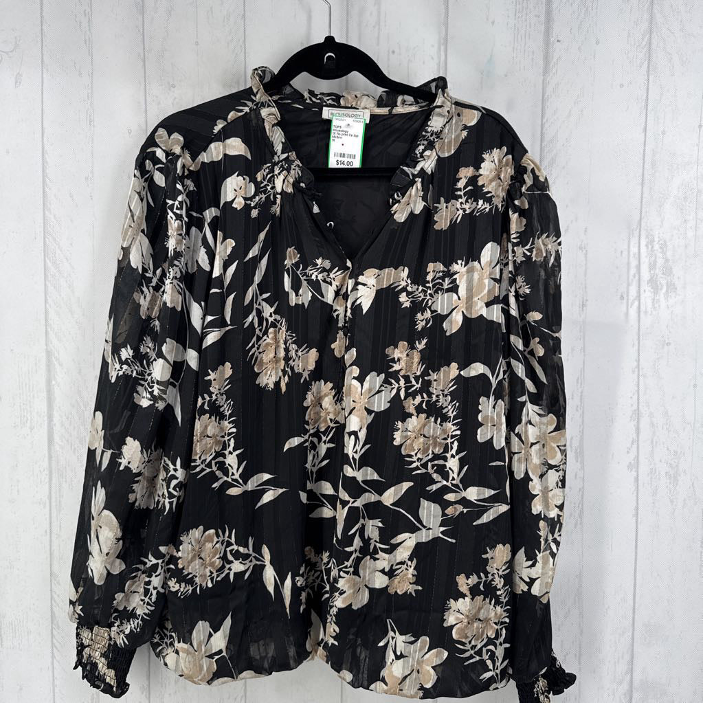 1X flo print l/s top