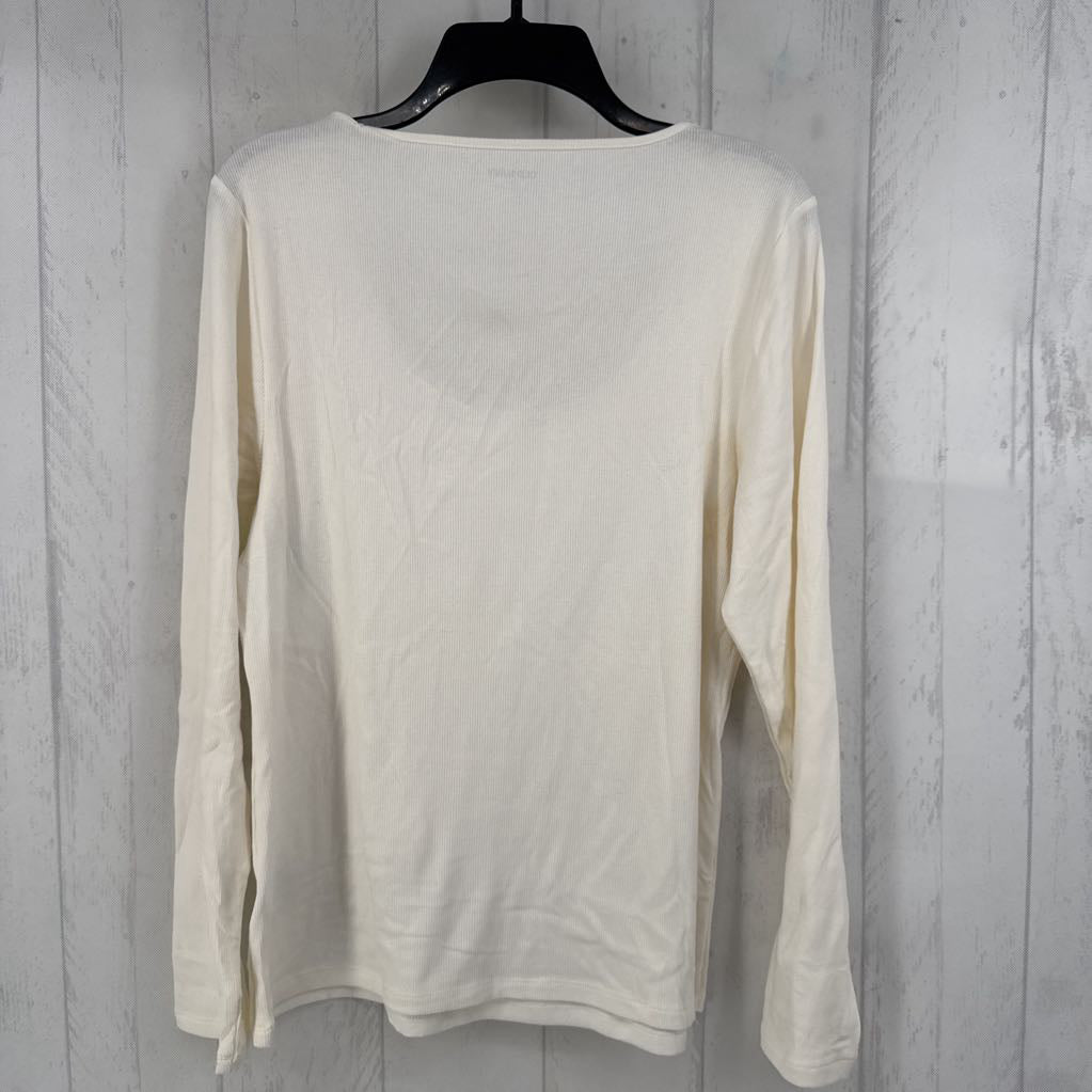 XL ribbed neck scoop neck l/s top