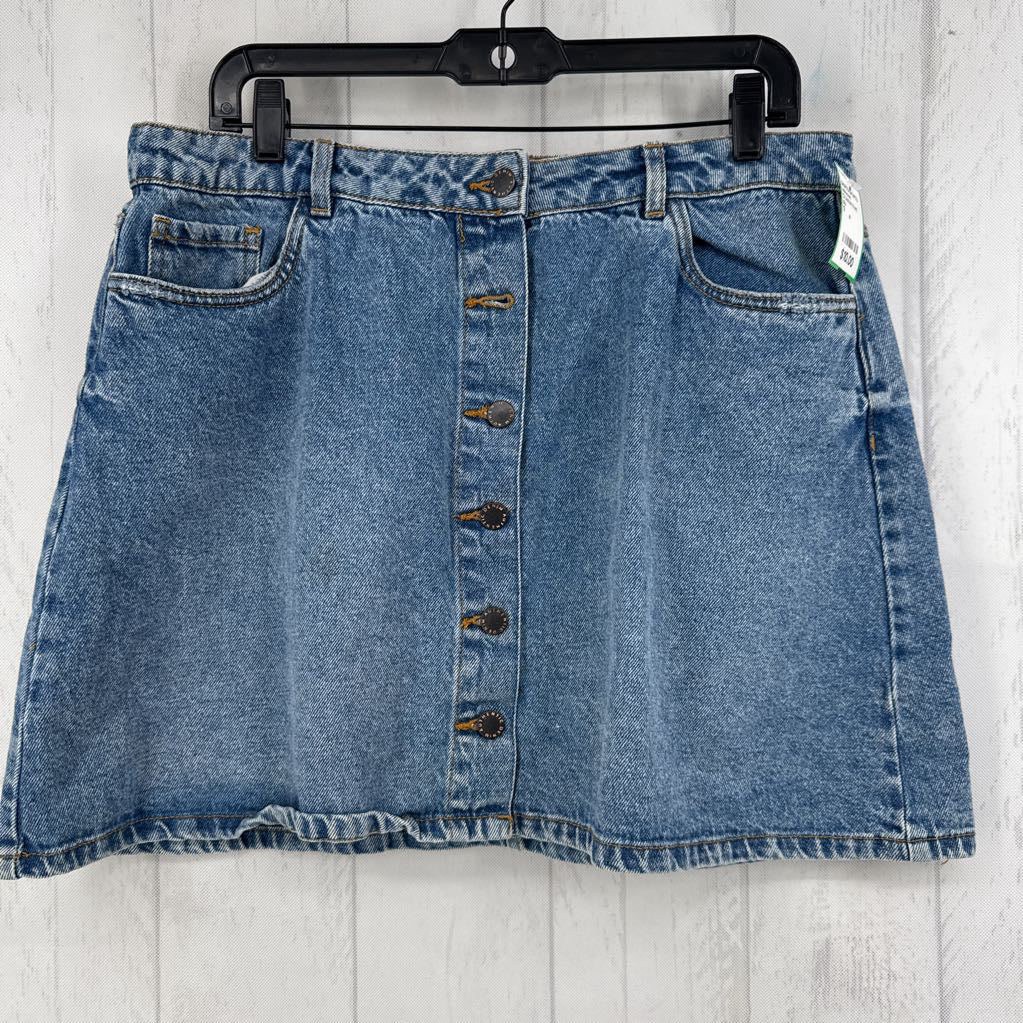 12 button front denim skirt