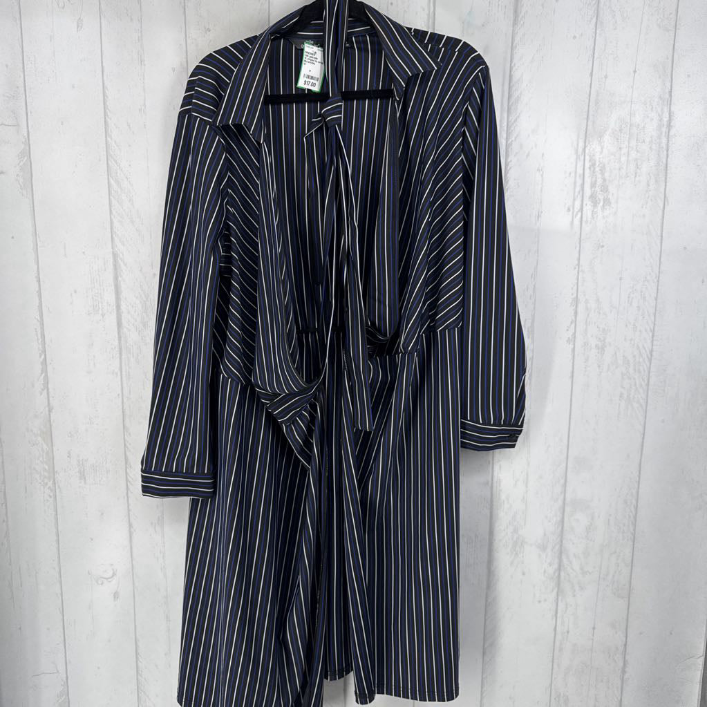 1X striped l/s wrap dress