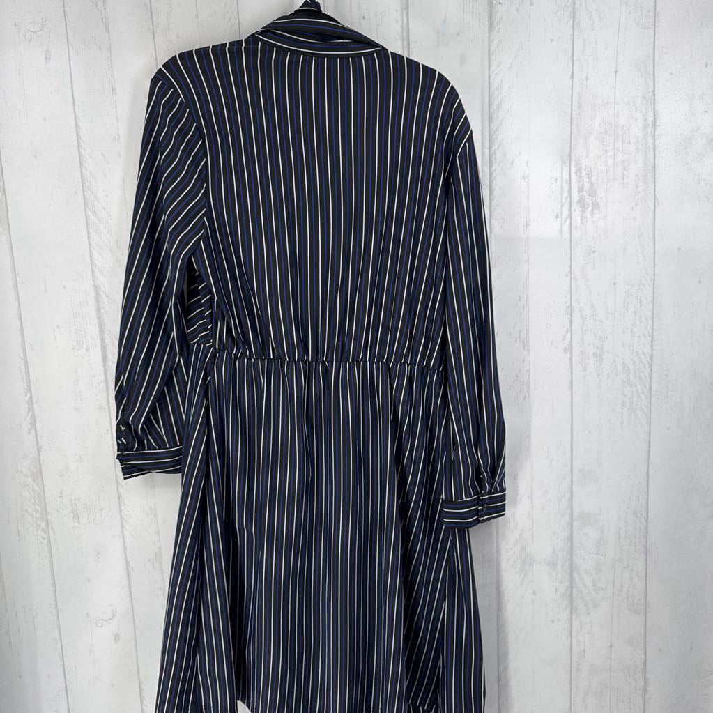 1X striped l/s wrap dress