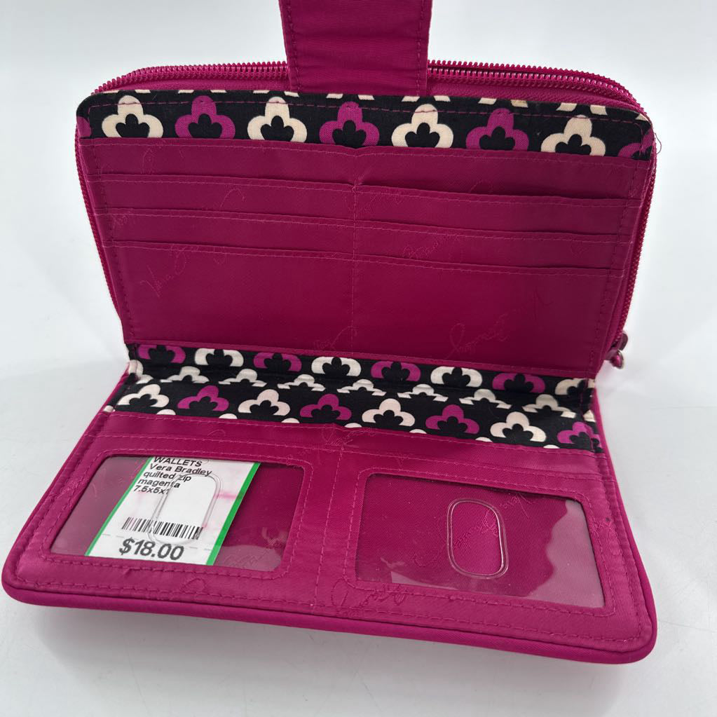 quilted zip around/turn lock wallet