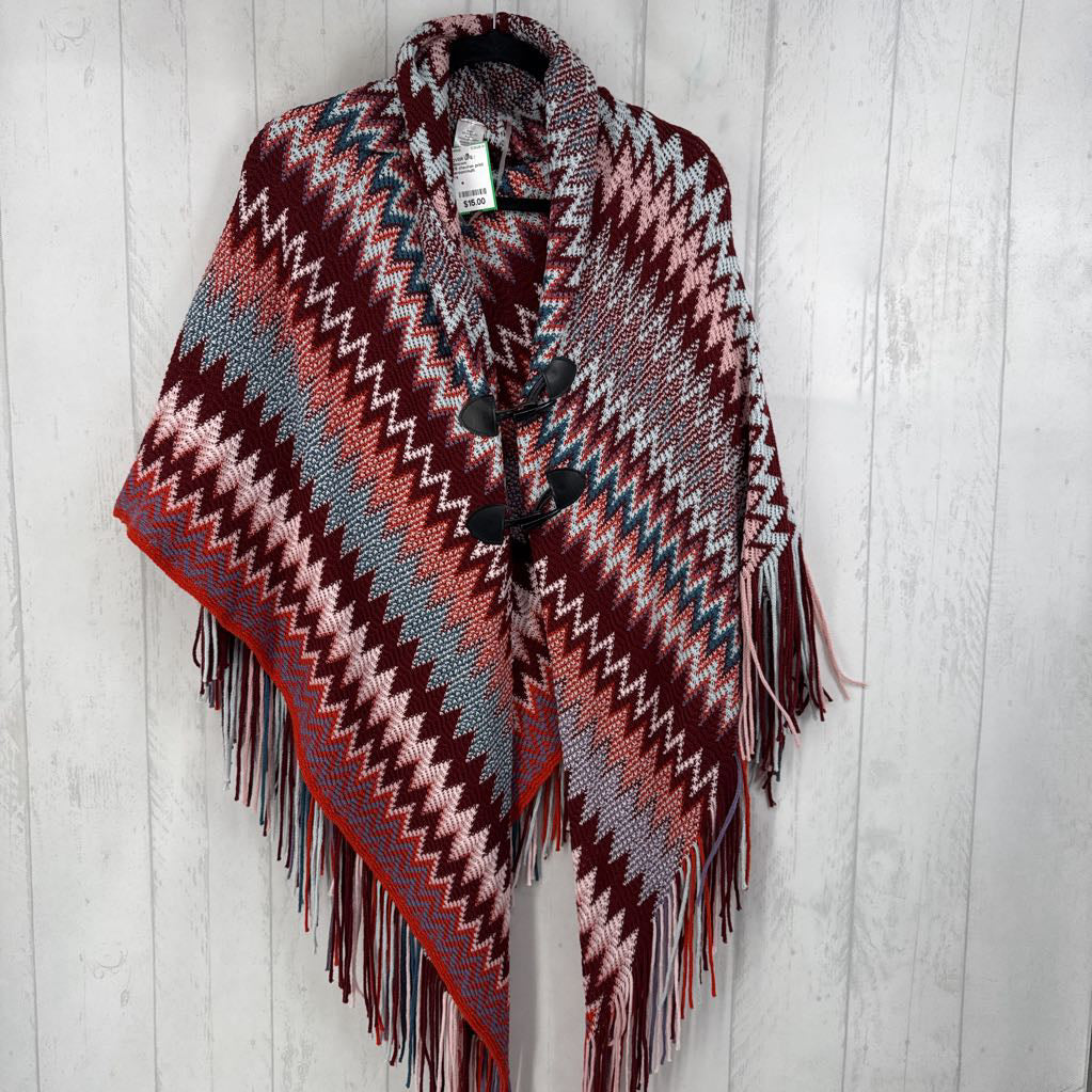 O/S chevron print toggle button shawl