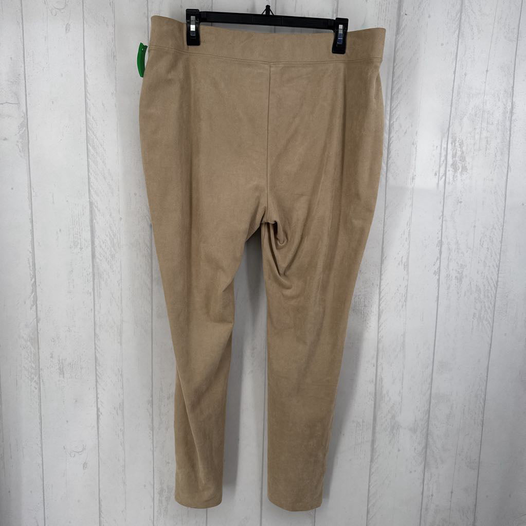 L faux suede pull on pants