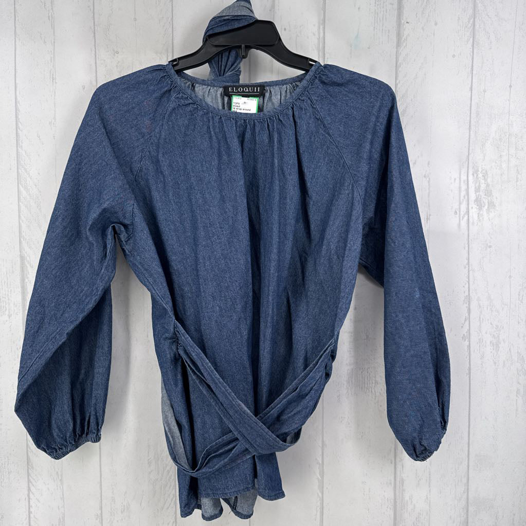 14 wrap around belted l/s top