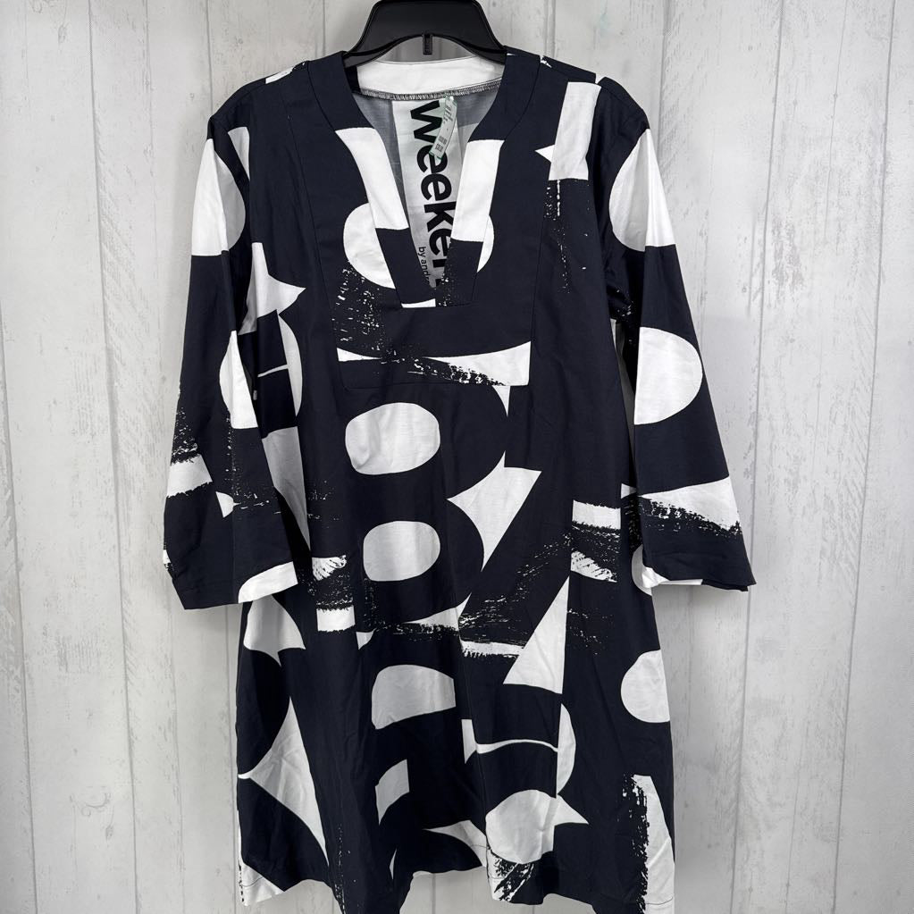 L-1x l/s abstract print caftan-style dress