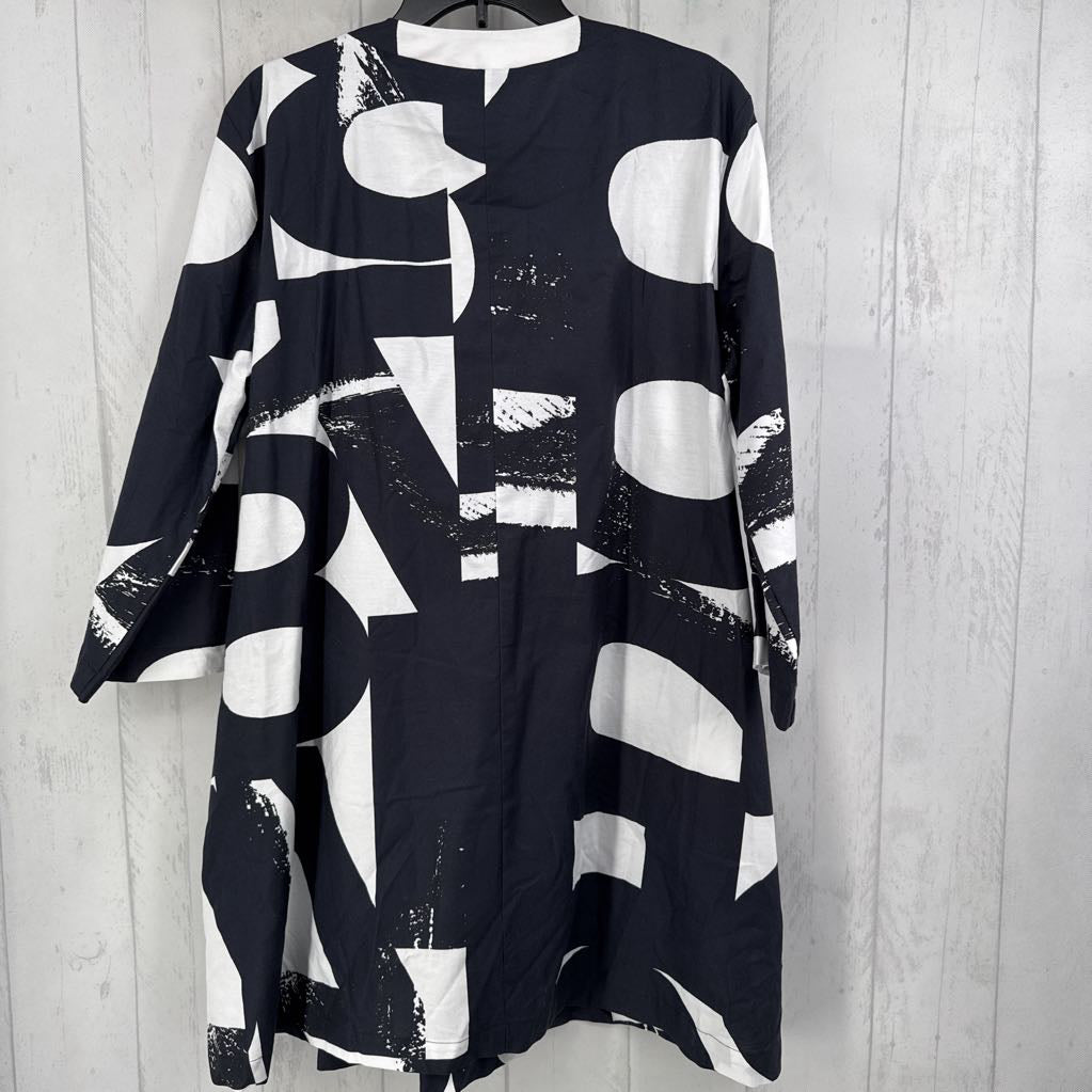 L-1x l/s abstract print caftan-style dress