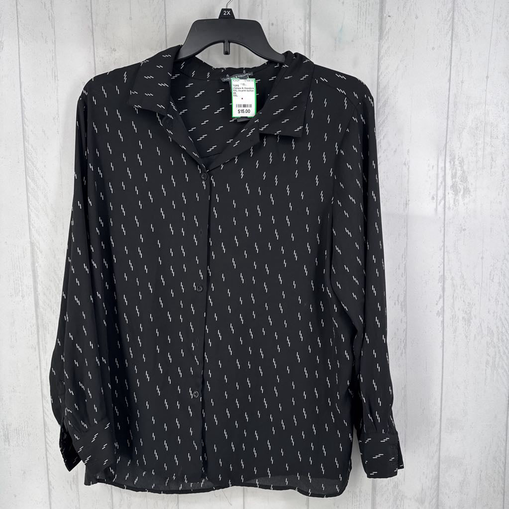 XXL l/s print button shirt