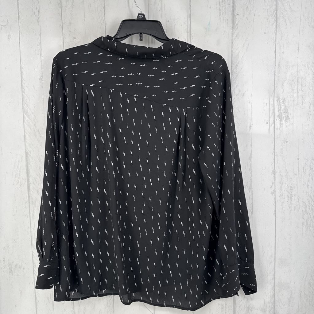 XXL l/s print button shirt