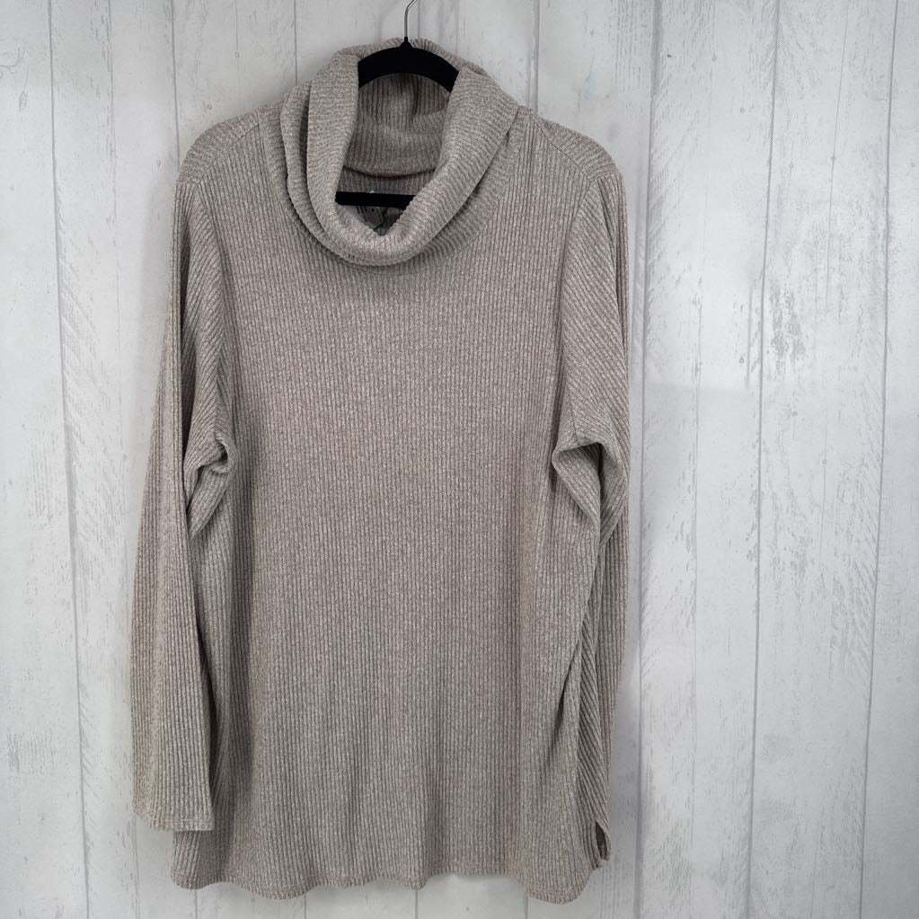 1X ribbed cowl neck l/s top