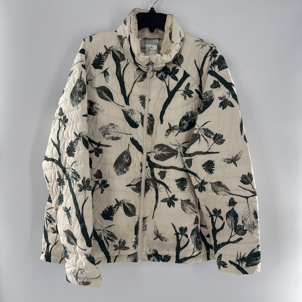 2X quilted leaf print coat