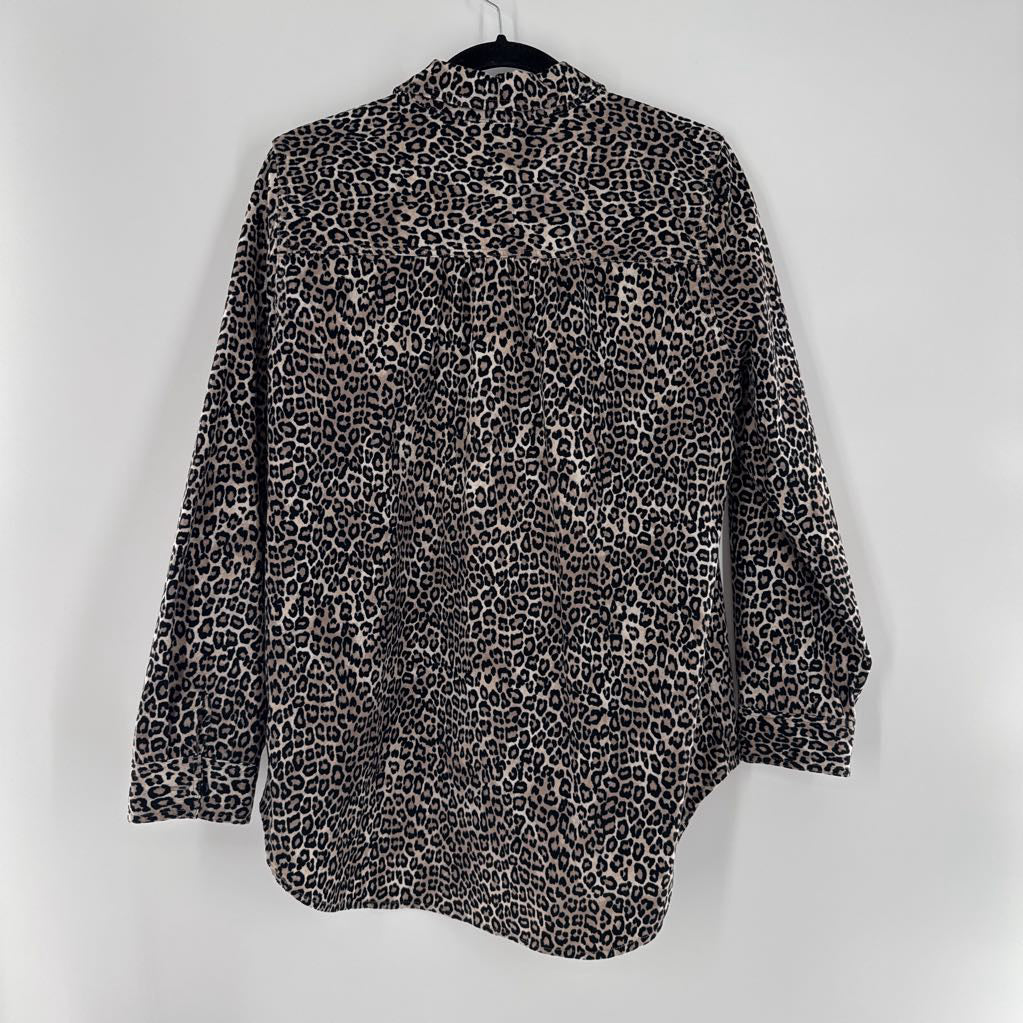 M animal print button down l/s top