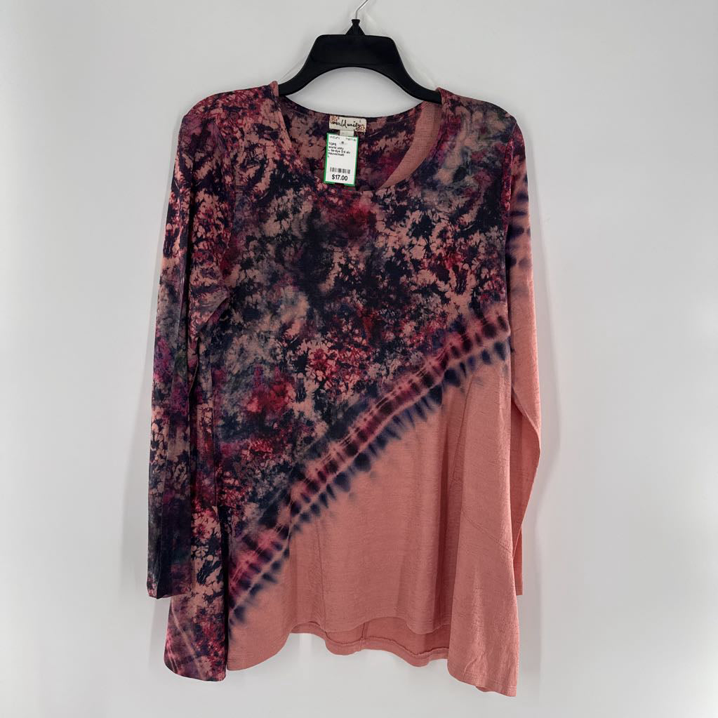 L tie-dye 3/4 slv top