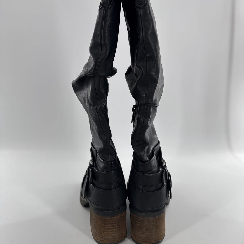 10 double buckle heel riding boots
