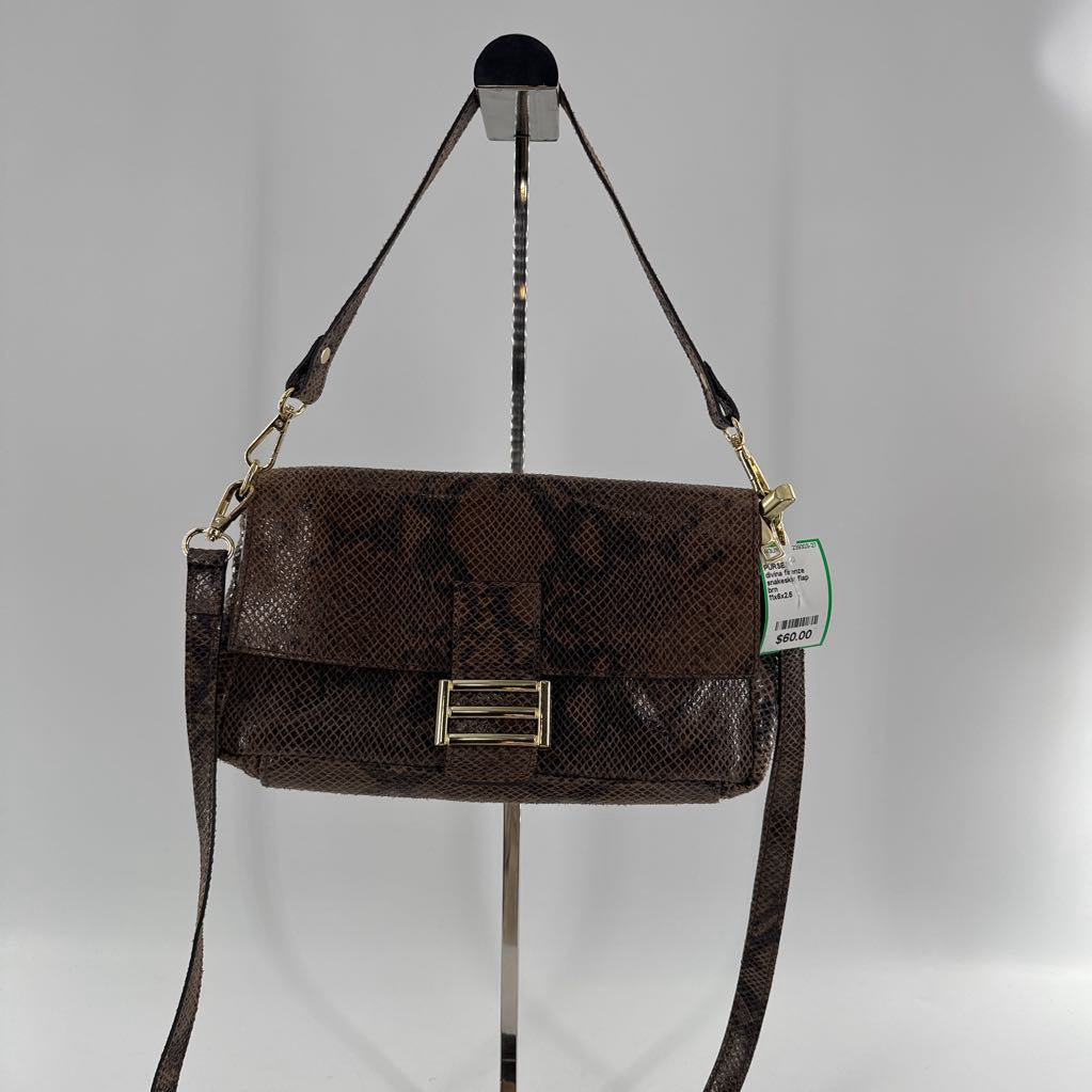 snakeskin flap shoulder bag/crossbody