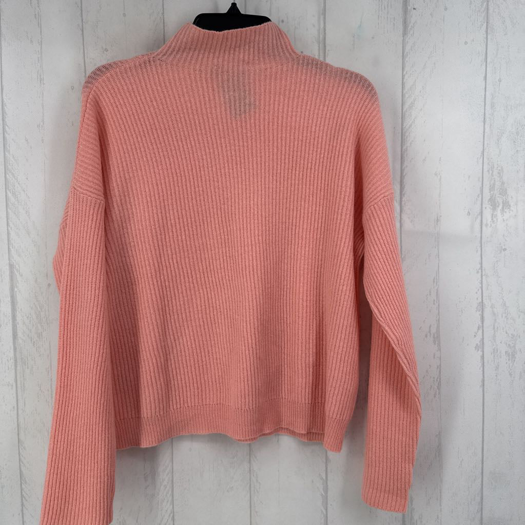 S rib knit mock-neck sweater