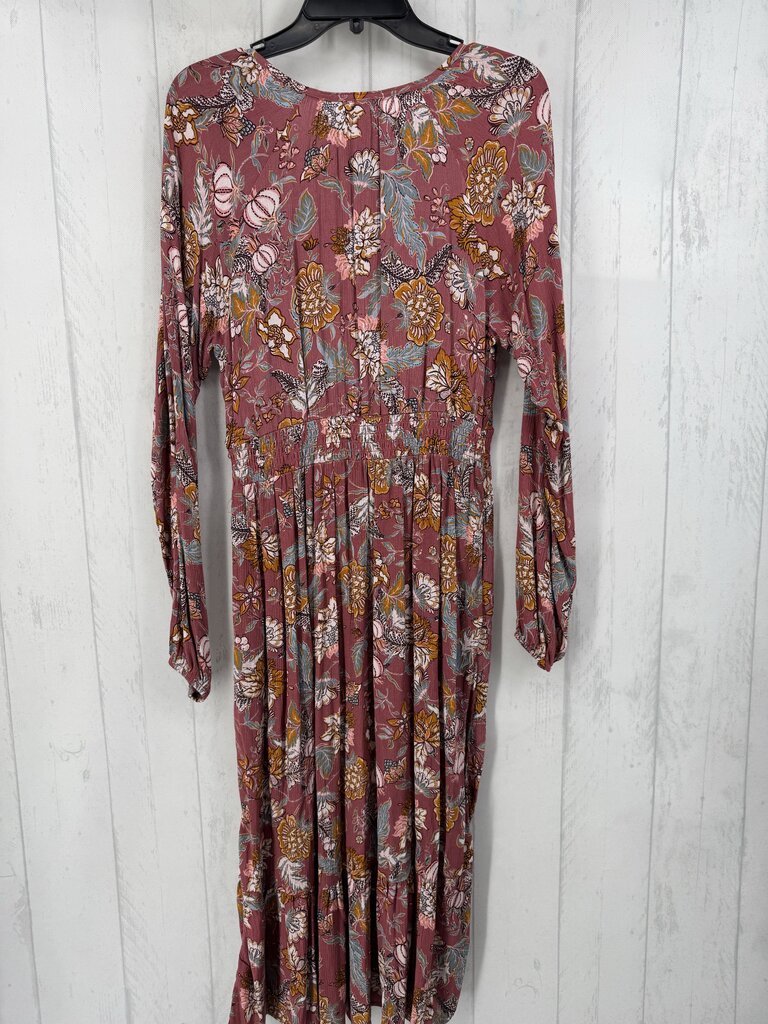 S flo print l/s maxi dress