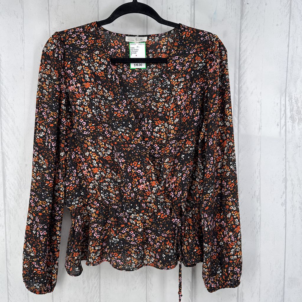 S flo print crossover l/s top