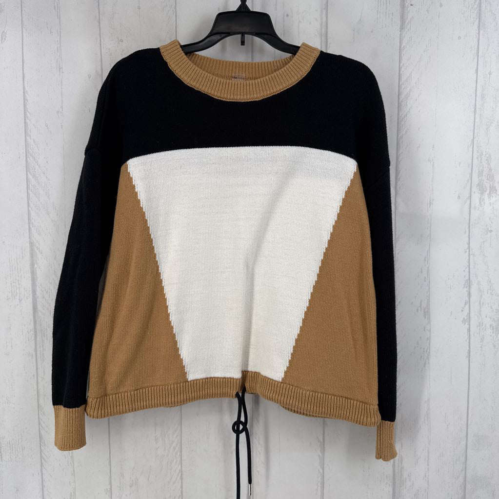 XS drawstring hem colorblock sweater