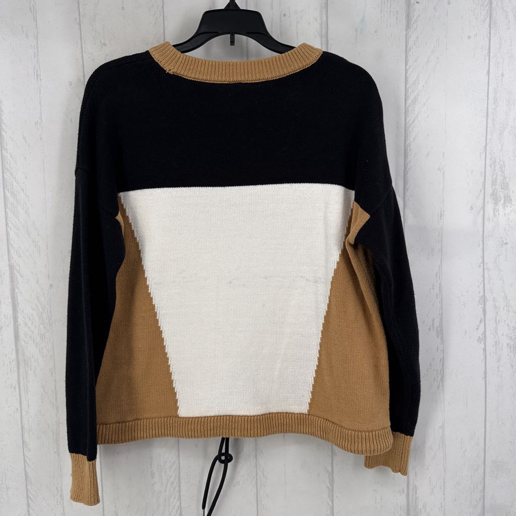 XS drawstring hem colorblock sweater