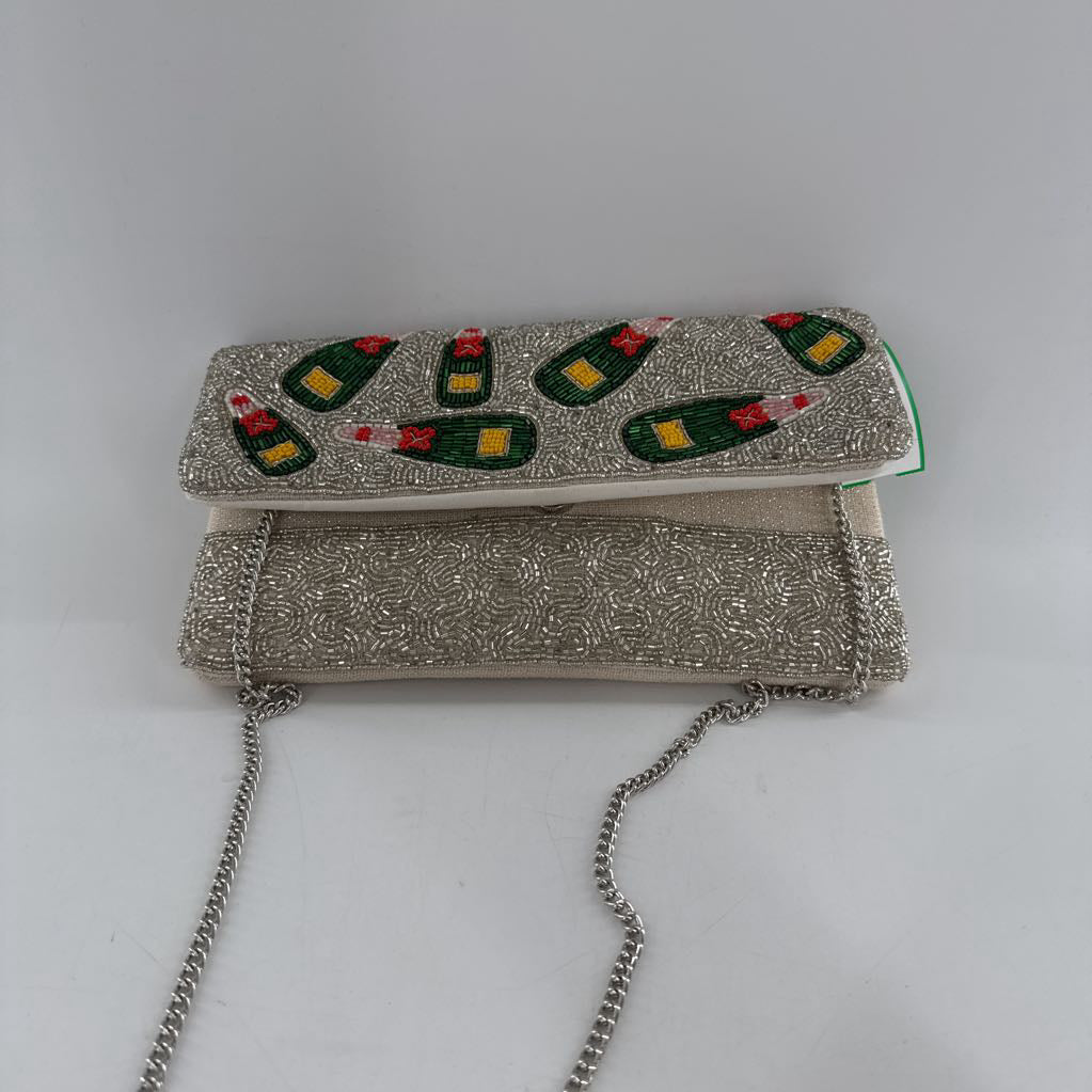 champagne bottle beaded clutch/crossbody