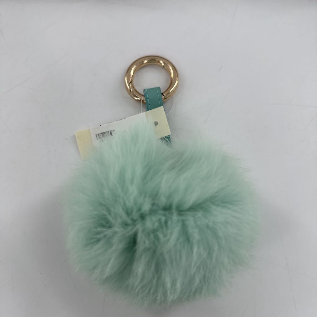 faux-fur pom pom keychain-mint