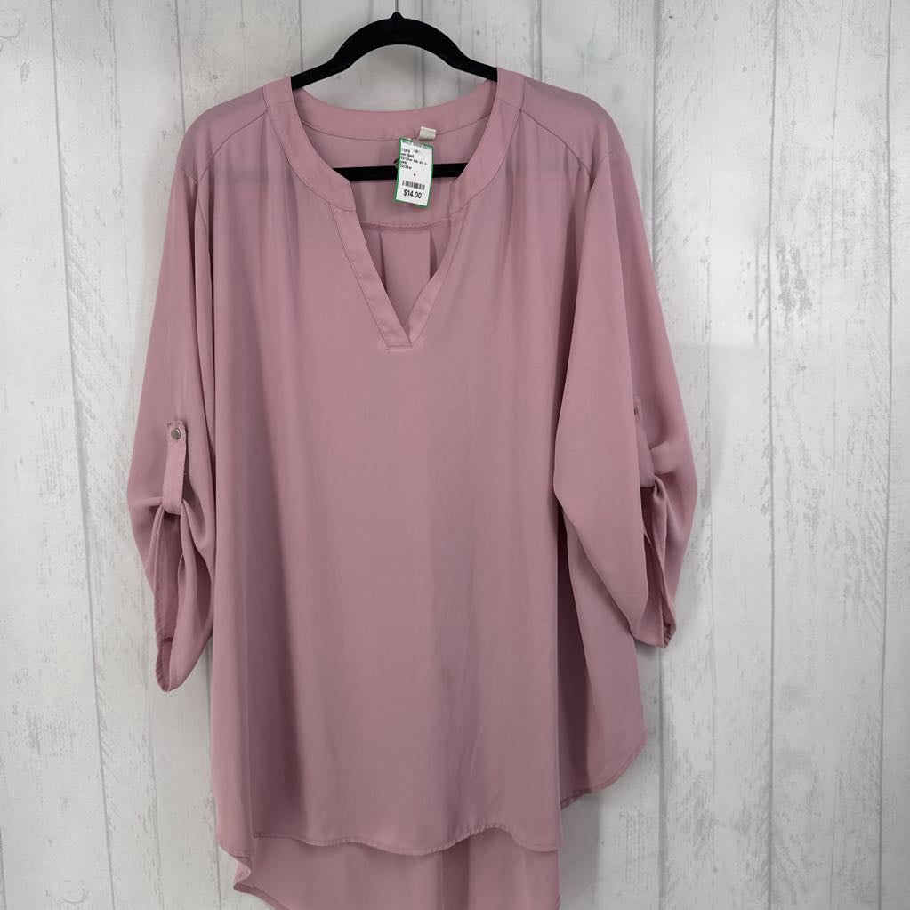 22/24w tab slv v-neck hi-low top