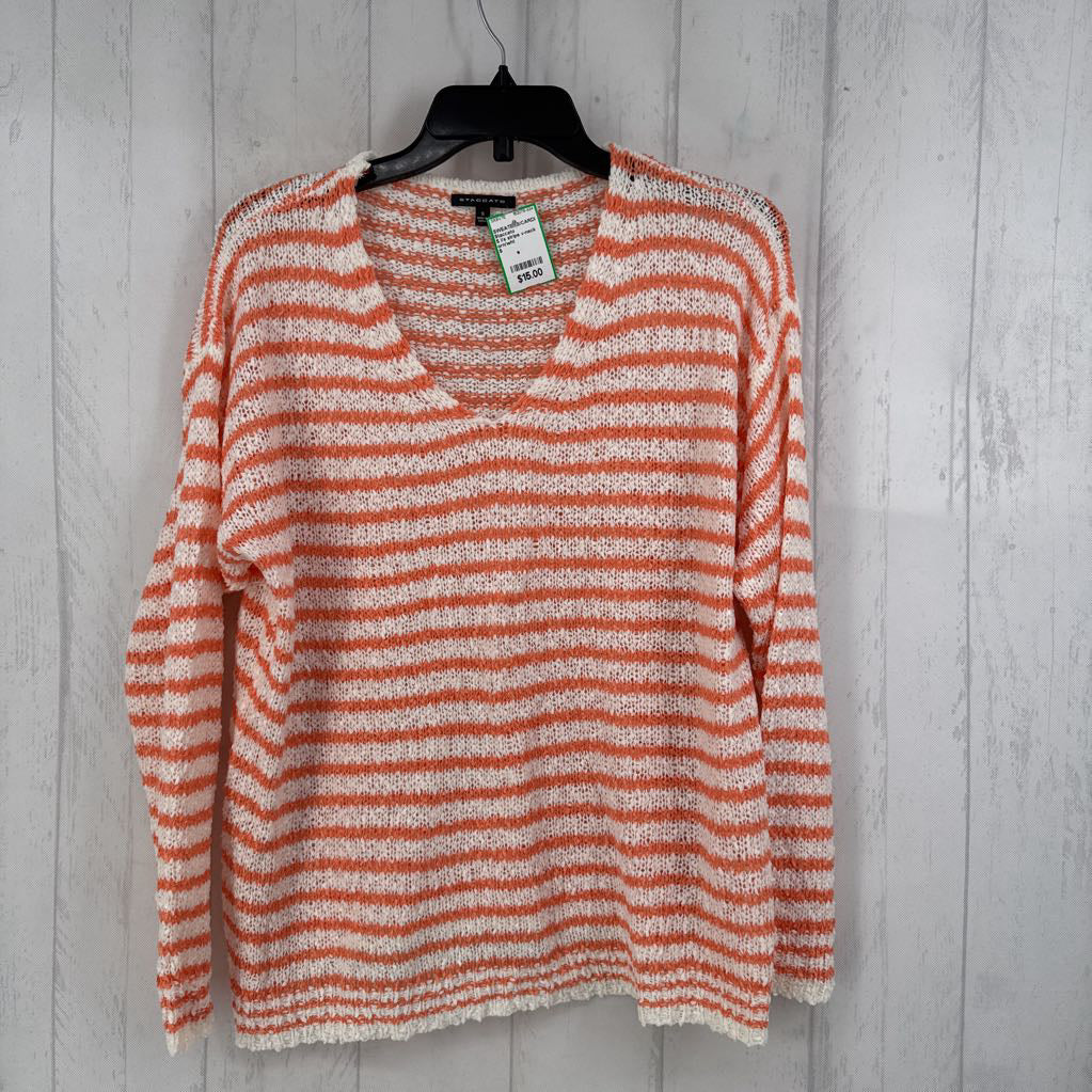 S l/s stripe v-neck sweater