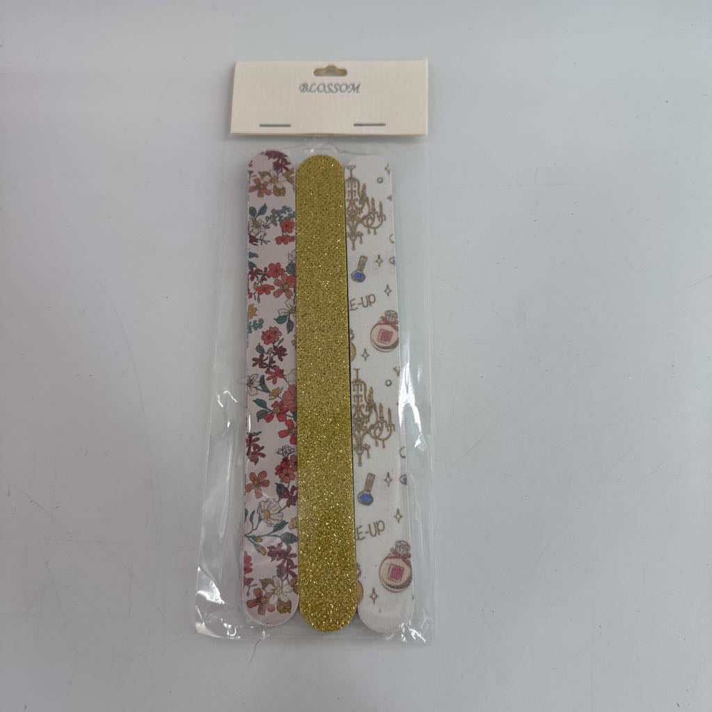3 pack nail files-gold glitter