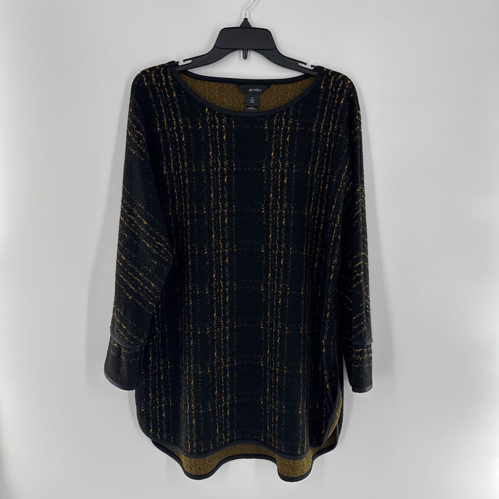 M l/s print scoop neck top