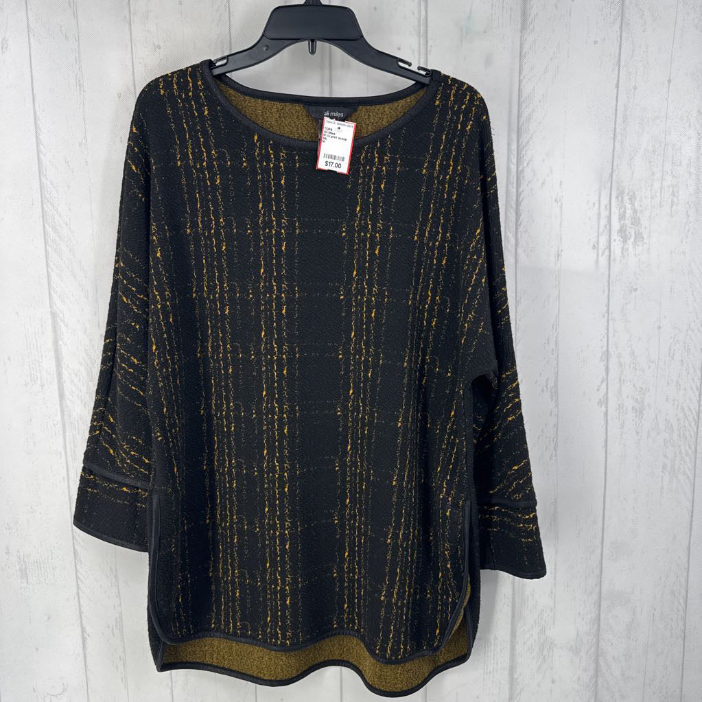 M l/s print scoop neck top