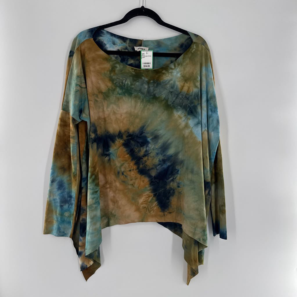 S l/s tie-dye hi-low top