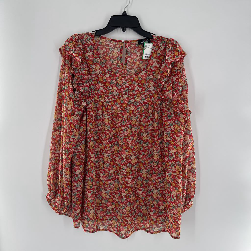 M l/s ruffle floral top