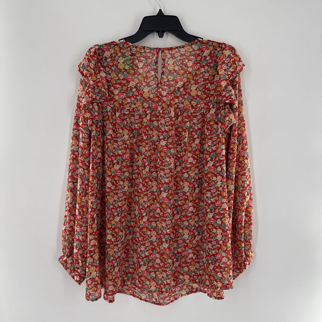 M l/s ruffle floral top