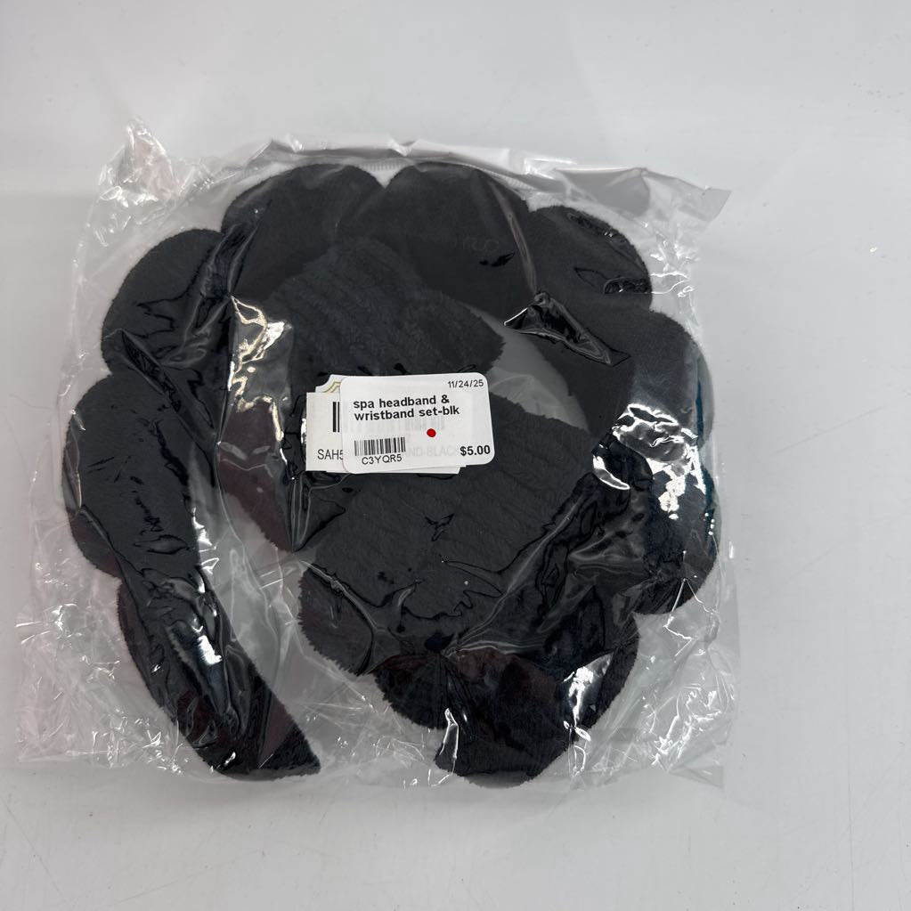 spa headband & wristband set-blk