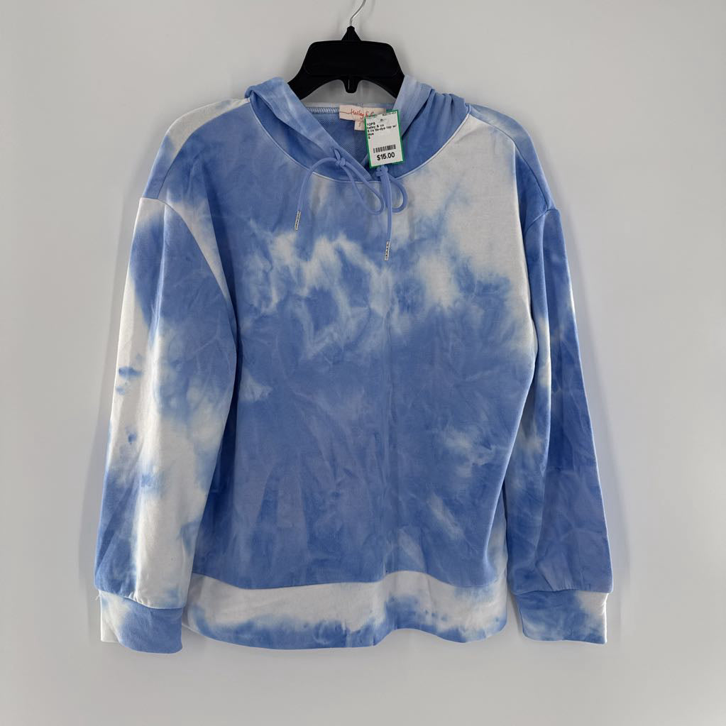 S l/s tie-dye top w/ hood