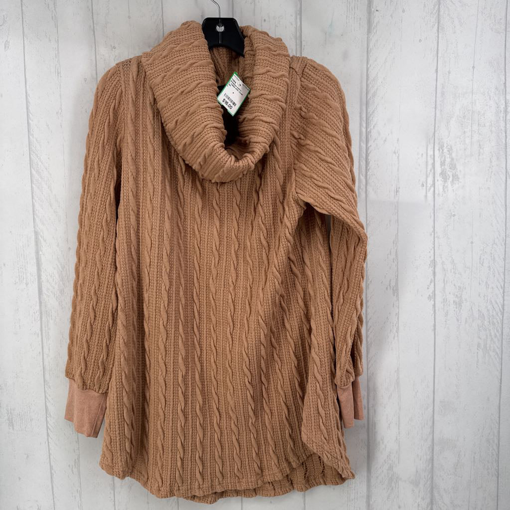 L cable knit cowl neck l/s top