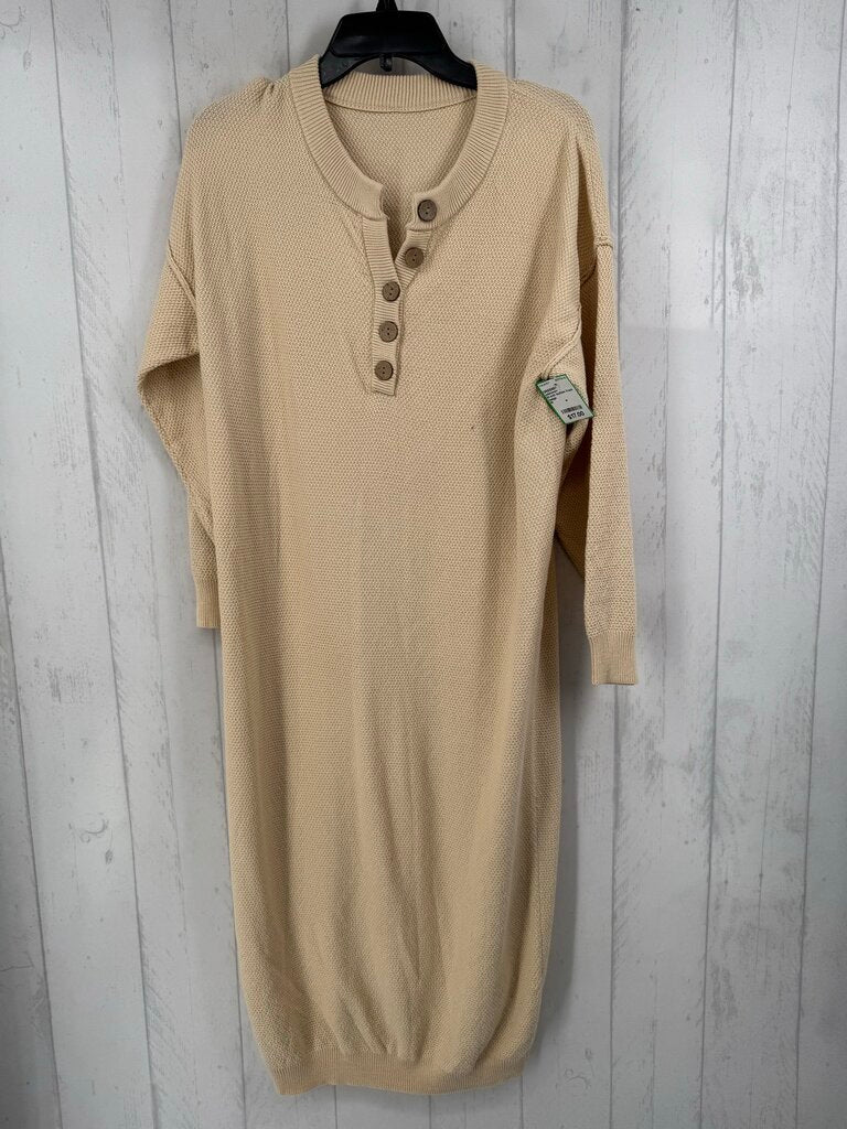 M knit button front l/s dress
