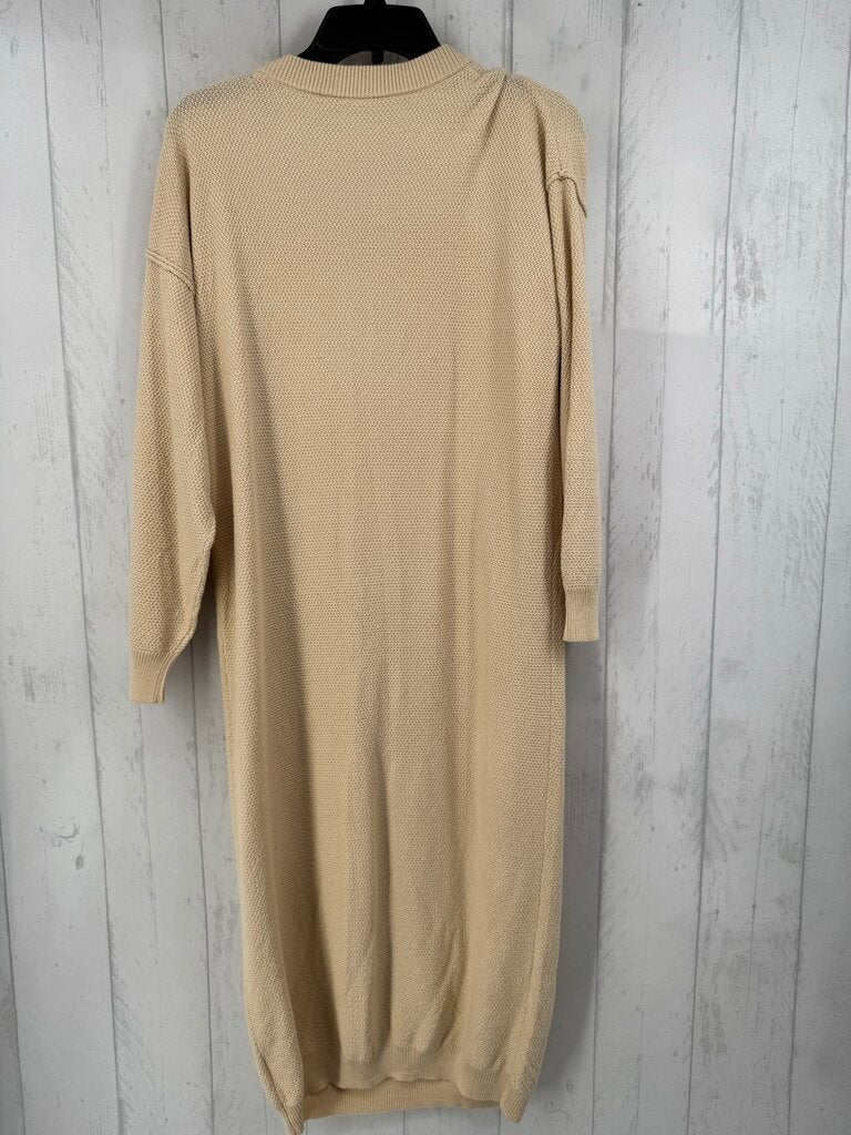 M knit button front l/s dress
