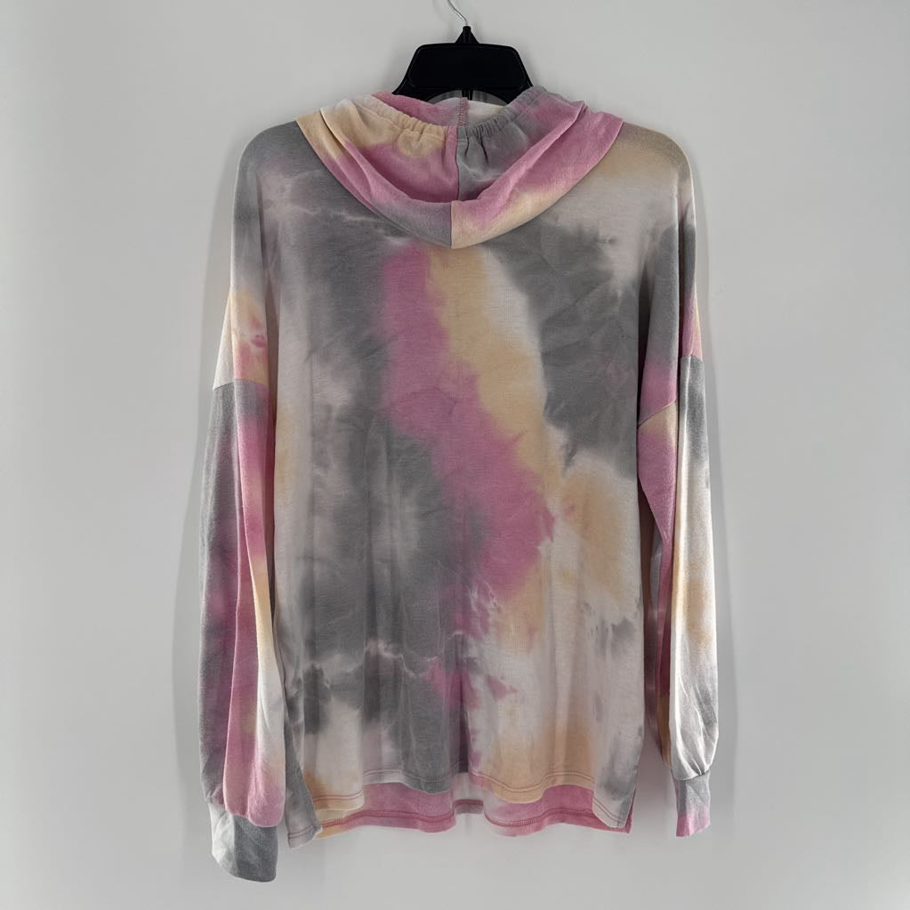 S l/s tie-dye top w/ hood