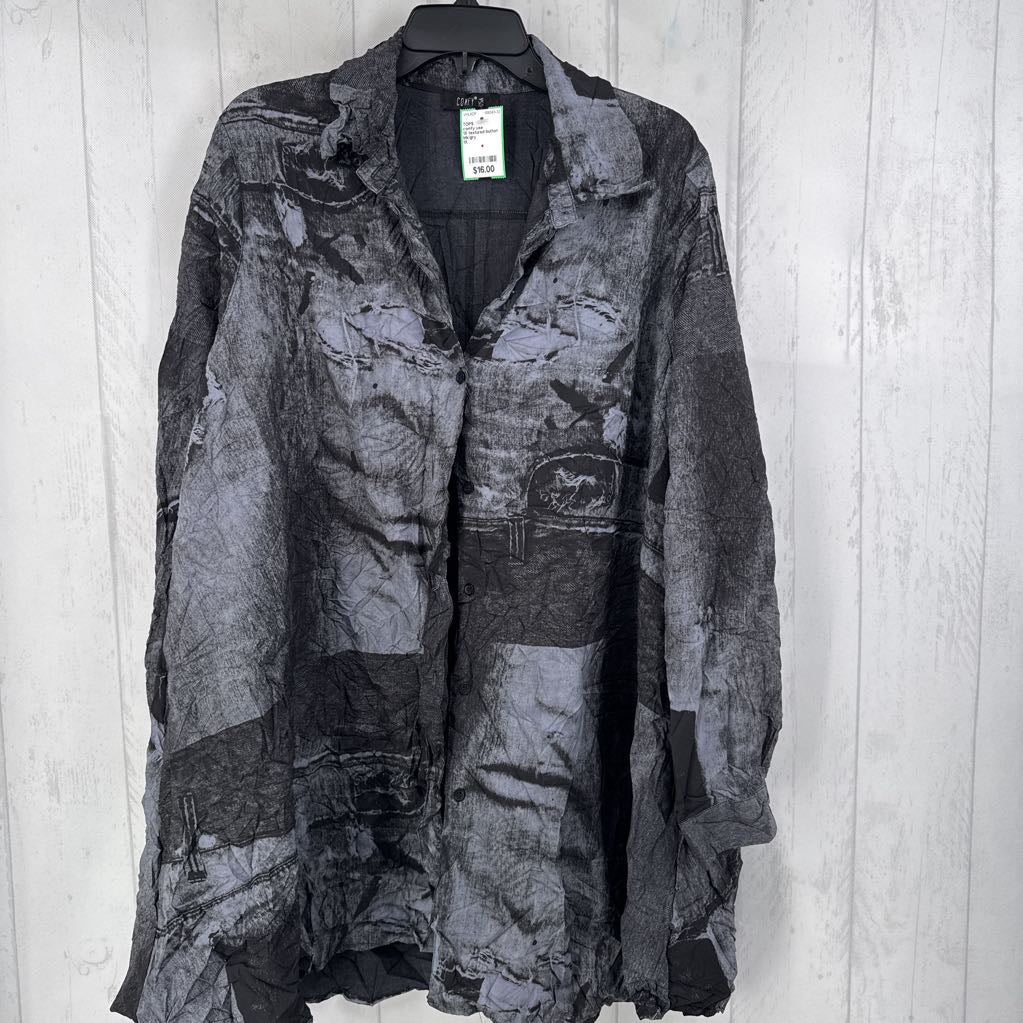 1X textured button downl/s tunic