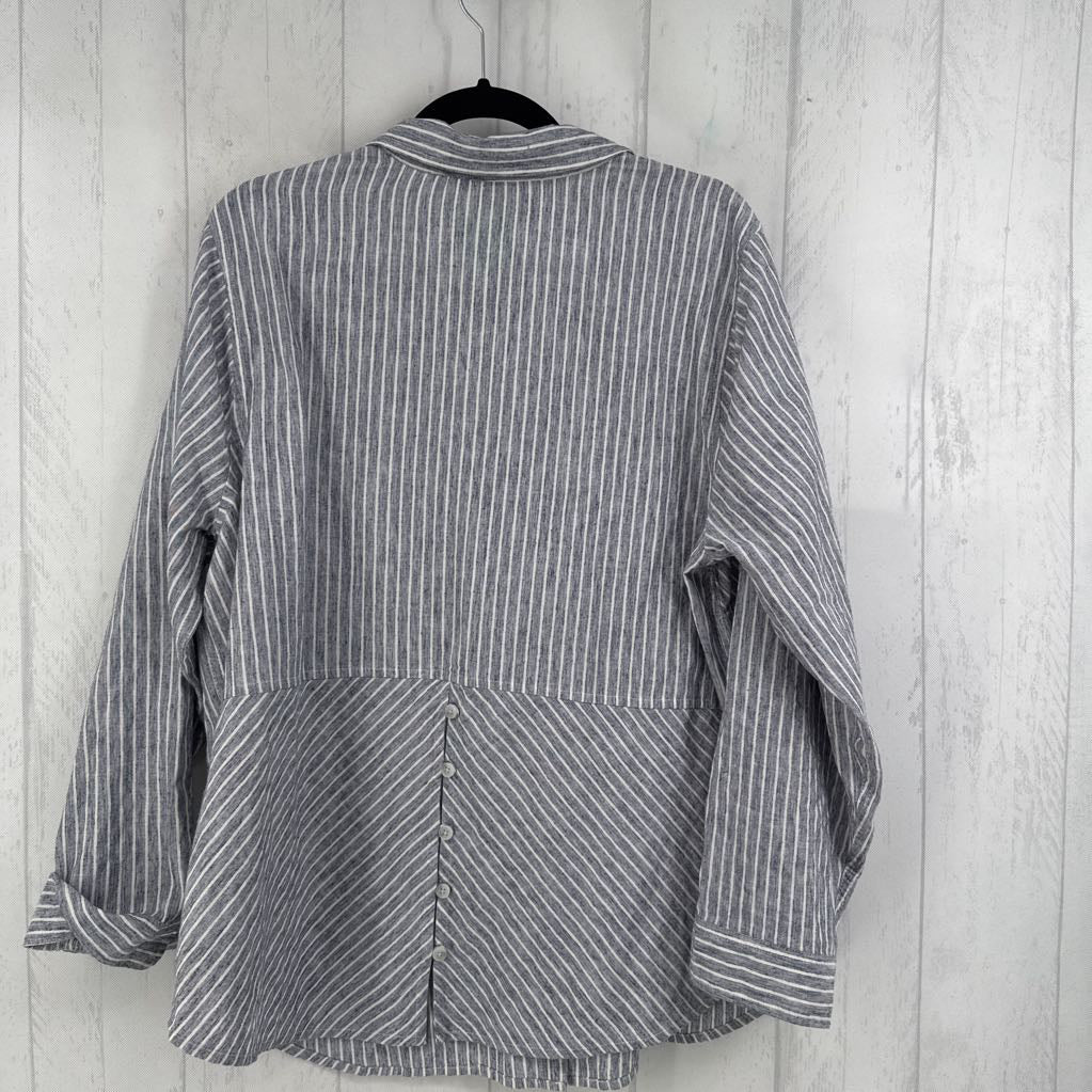 1X striped button down l/s top