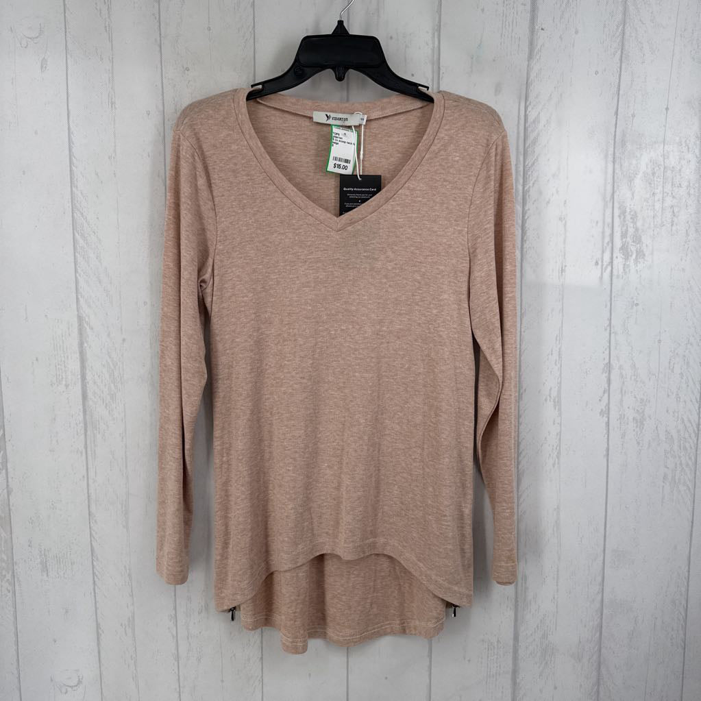 S l/s scoop neck hi-low top
