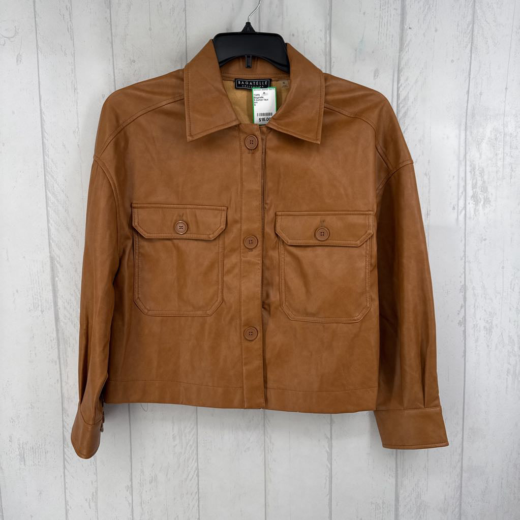 S button faux leather shirt