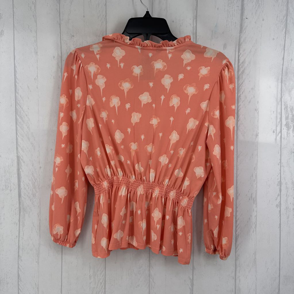 S l/s print peplum top