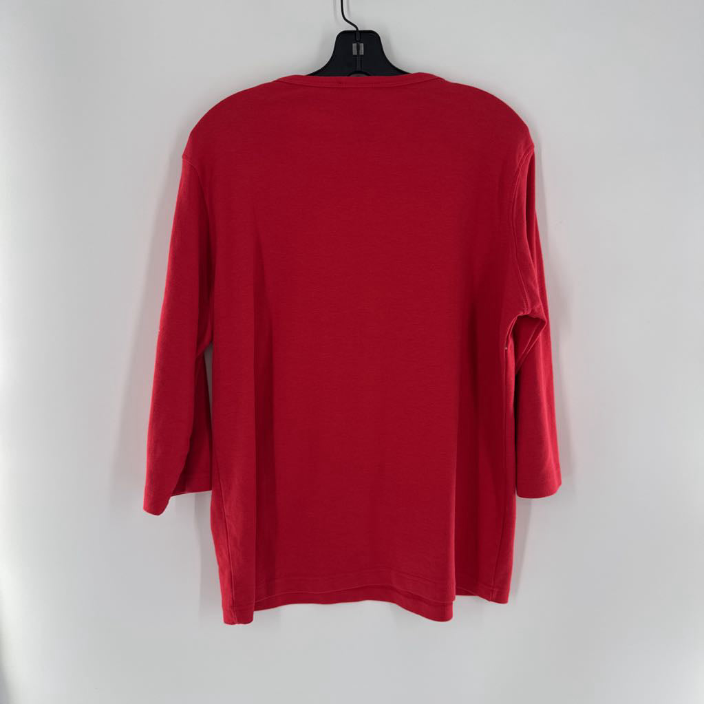 XL 3/4 slv embellished top