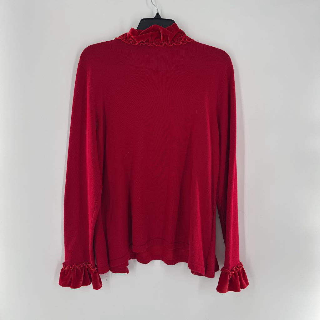 XL l/s ruffle trim sweater