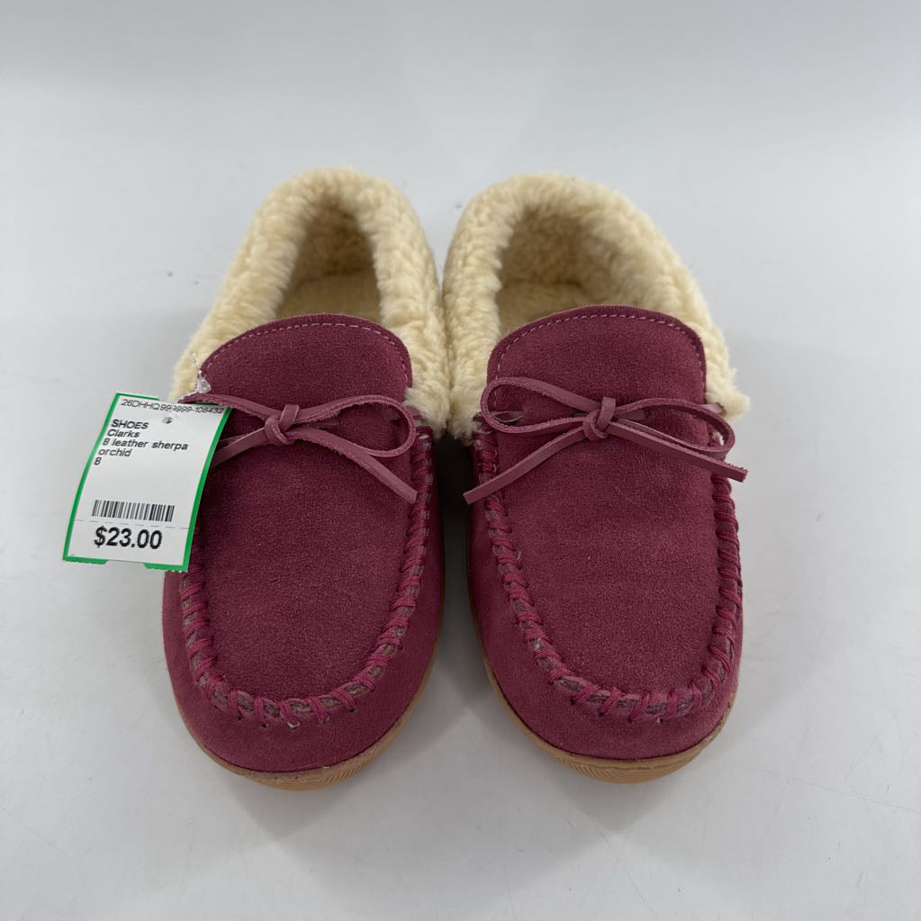 8 leather sherpa lined slippers