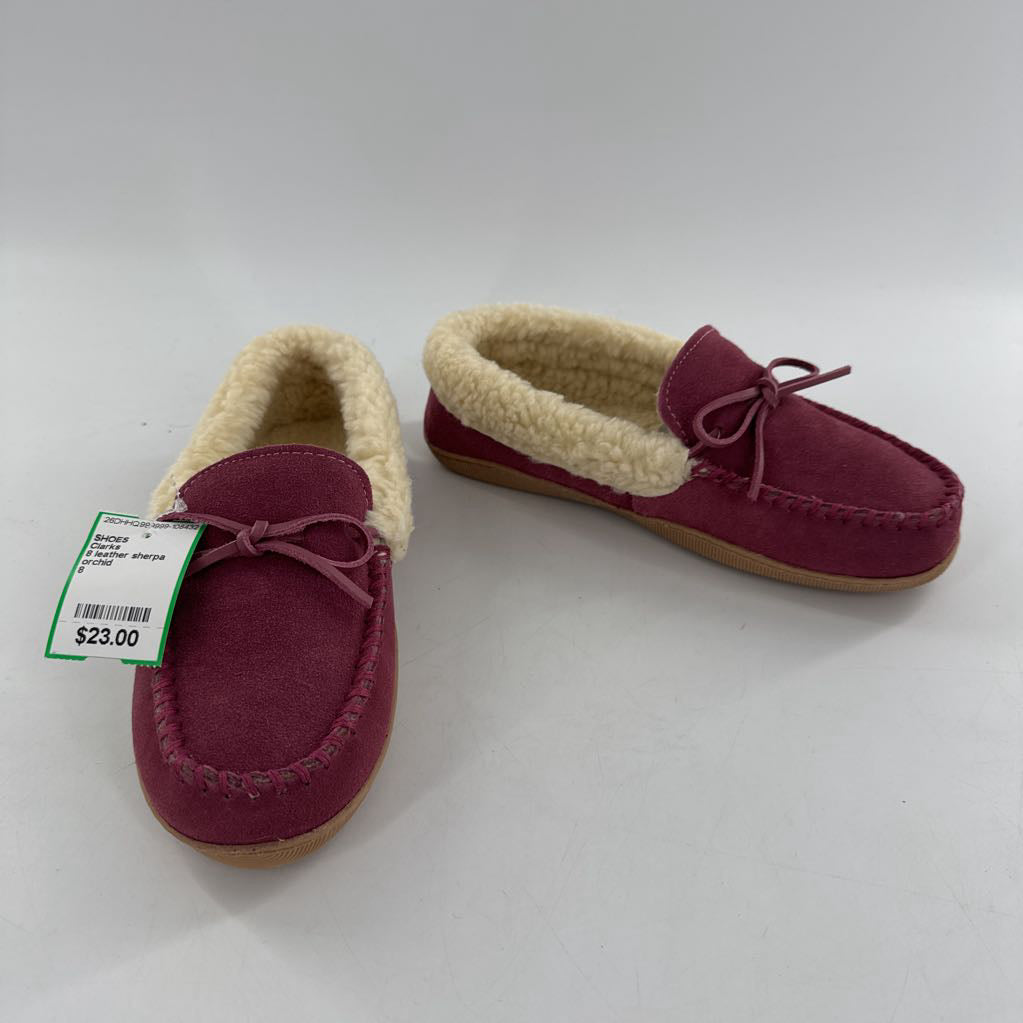 8 leather sherpa lined slippers