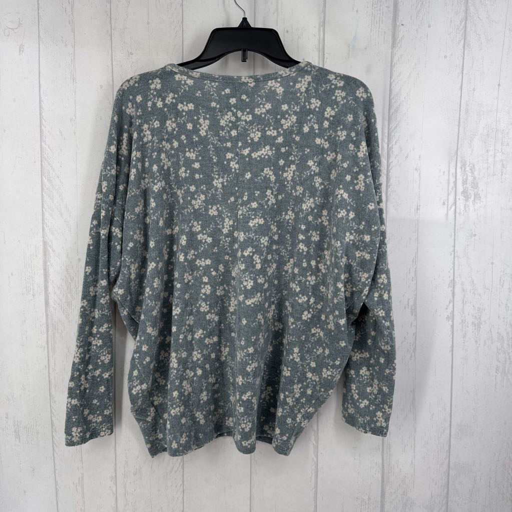 S flo print v-neck l/s top